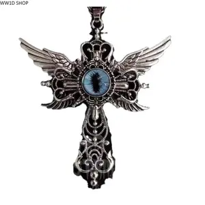 Unisex Sterling Silver Evil Eye & Guardian Angel Pendant Necklace - 2026 Peppy, Glamorous, Artistic Ethnic Anniversary Meaningful Protection Gift