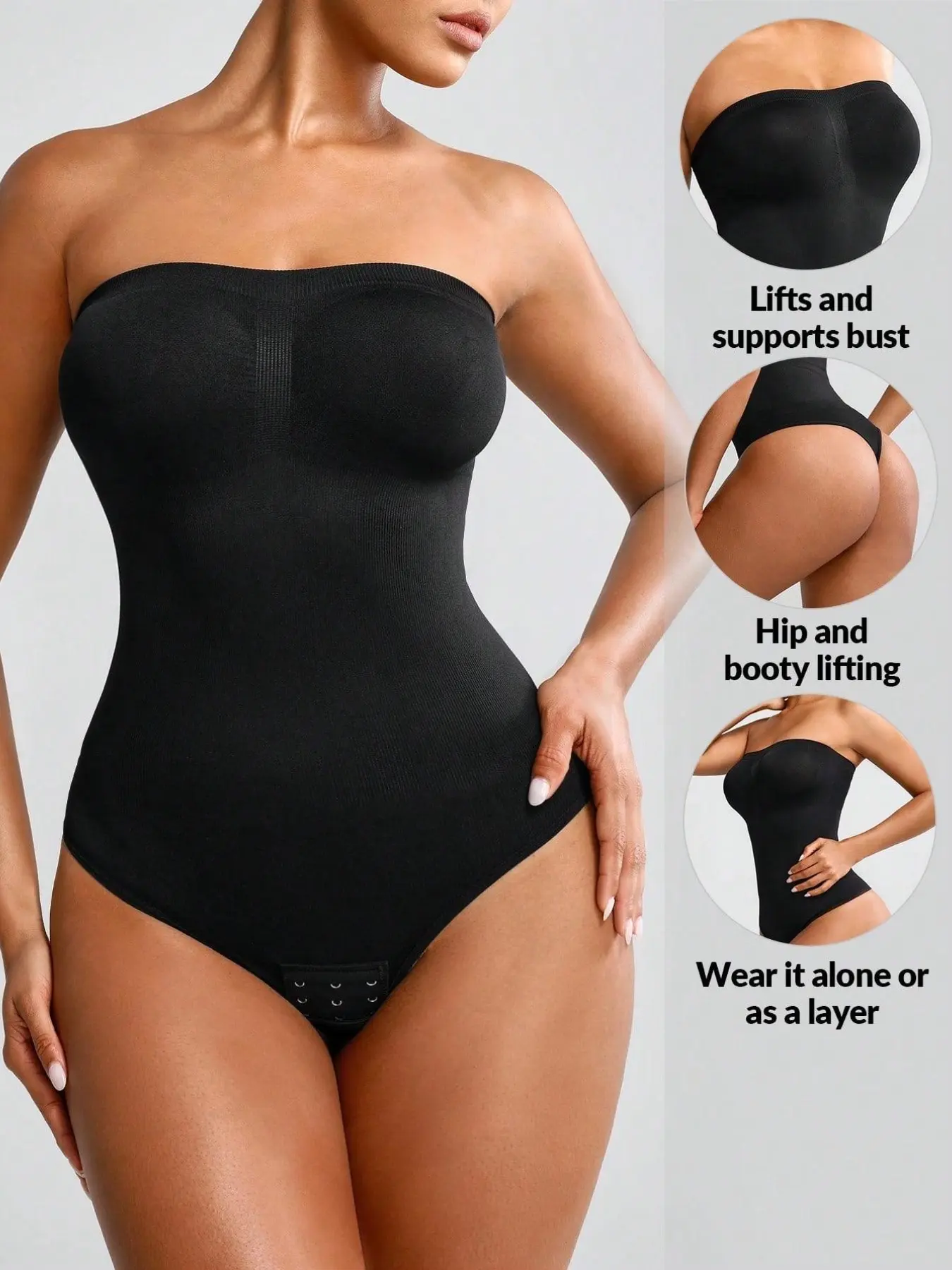 Strapless Shapewear Bodysuit Underwear Tummy Control Butt Lifter Waist Trainer Invisible Seamless Smooth Body Shaper for Dress