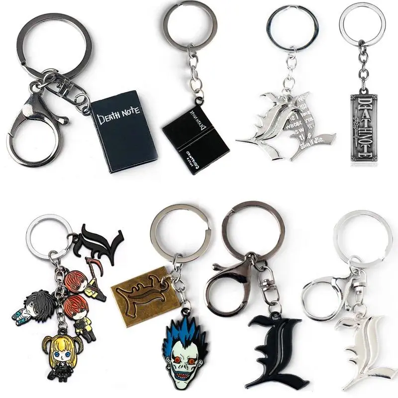 2PCS deathnote keychain Death Note Keychain Double L Black Notebook Pendant Key Chain Cospaly Accessories Keyring for Women Men Jewel