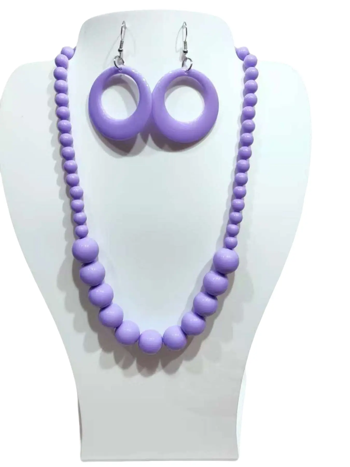 Women's Acrylic Bead Necklace Earrings Set, Boho Style, Colorful Exaggerated Design, All Seasons Fashion Jewelry, Choking Hazard Warning