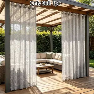 1pc Transparent Lace Drapes, Ring Suspension, Ideal for Courtyards, Patios, Balconies, Sunrooms, Outdoor Leisure Areas, Fashion Style Curtains