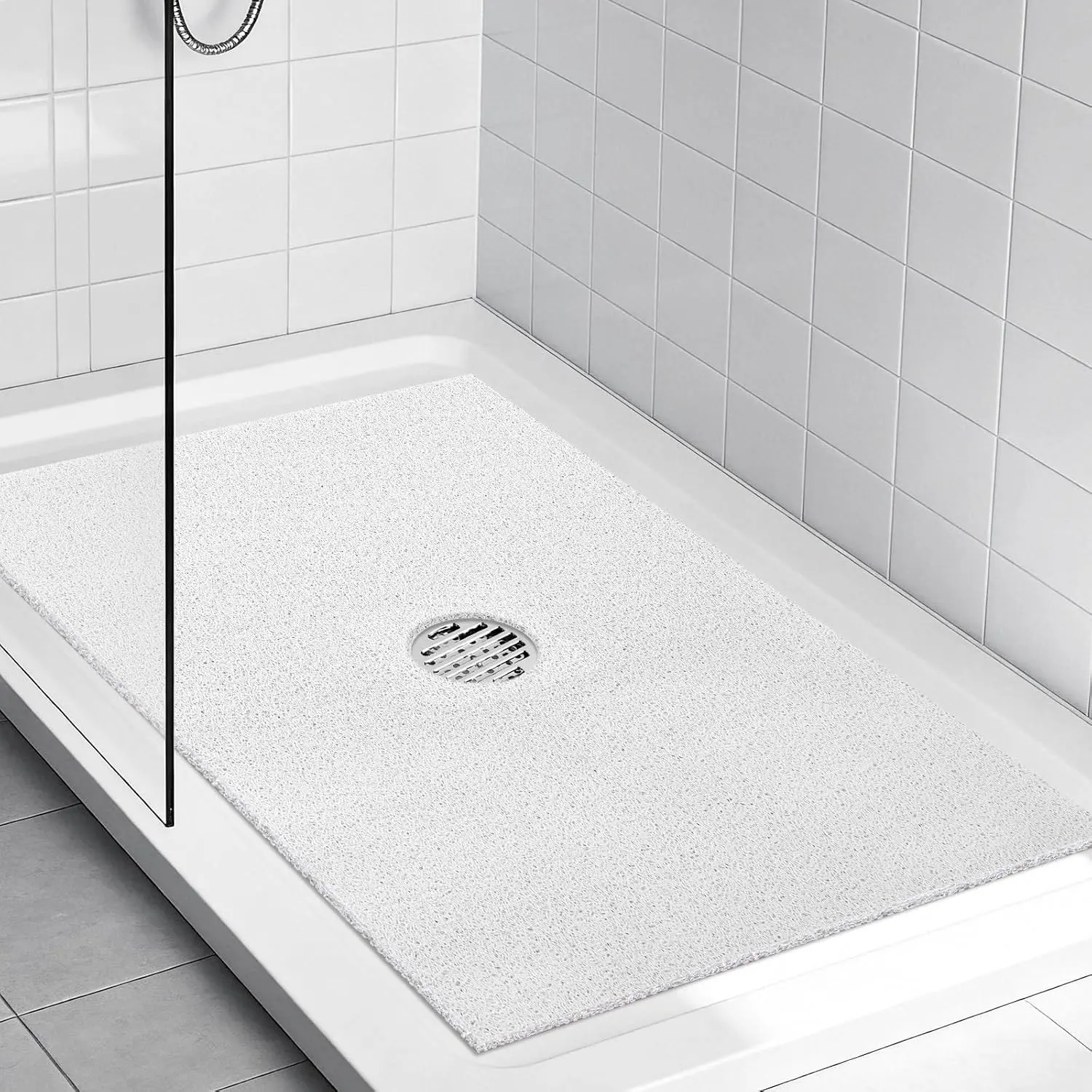 Extra Large Shower Mat Non Slip, 24x36 Inch Soft PVC Loofah Shower Mats for Inside Shower Stall, Quick Drain Bathroom Shower Mat Without Suction Cups, Anti Slip Shower Floor Mat for Elderly Kids