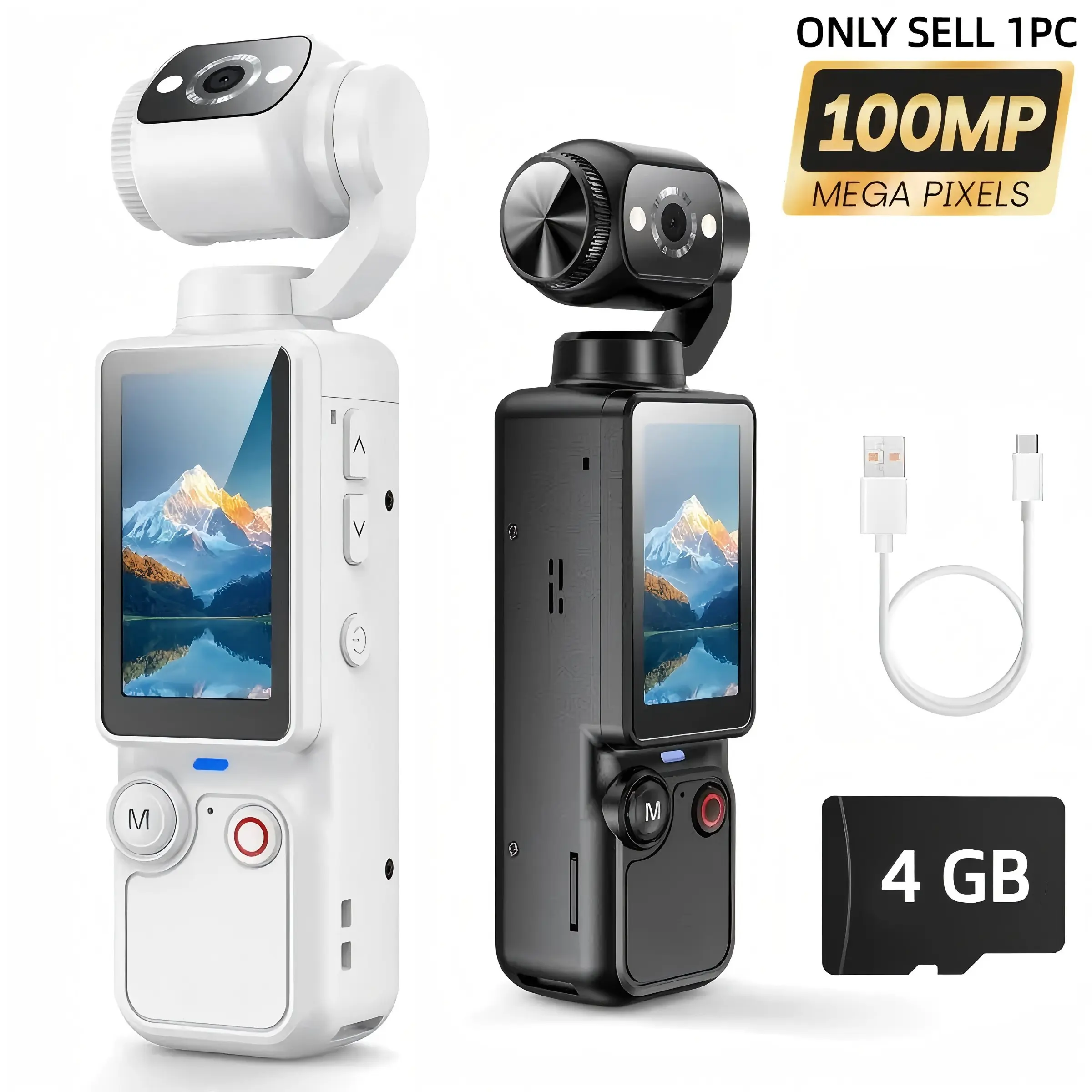 Portable 2.5k Ultra HD Camcorder, 180° Rotating Lens, 4GB Memory Card, Handheld Stable Pocket Camera, USB Rechargeable, Vlogging Camera, Digital Camcorder, Video Camcorders