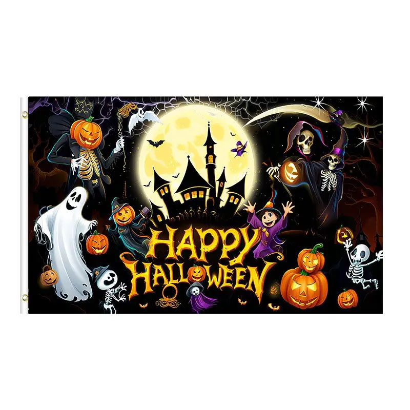 Halloween Flag Party Atmosphere Decoration, Scene Props Hanging Flag, Outdoor Pole Flag, Perfect for Halloween Parties and Events