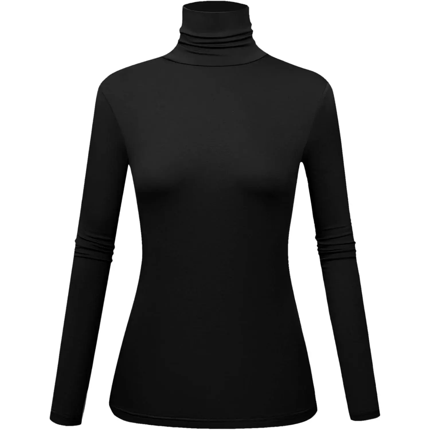 Women's Slim-Fitted Long Sleeve Turtleneck Sweaters - Basic Elastic Fabric Pullover Lightweight Base Layer Casual Tops, Matching, Clothes, Longsleeves, Women's Clothes, Lady, Breathable, Solid Colors, Minimalist, Jacket, Knitwear, Shirt, Machine Wash, Lon