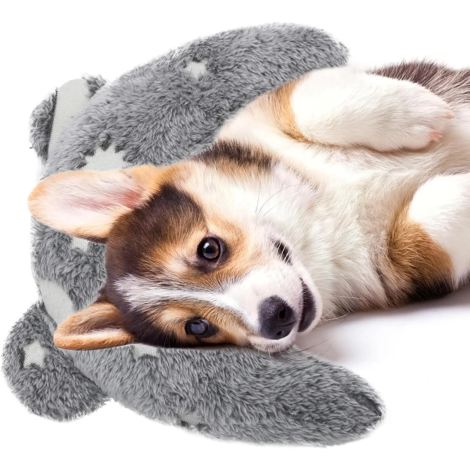 Pet Calming Pillow for Dogs, Soft U-Shaped Pillow Glow in the Dark | Joint Relief, Sleep Comfortably,Suit for Small, Medium, Large Dogs, Fluffy Pet Neck Pillow (M-Gray)