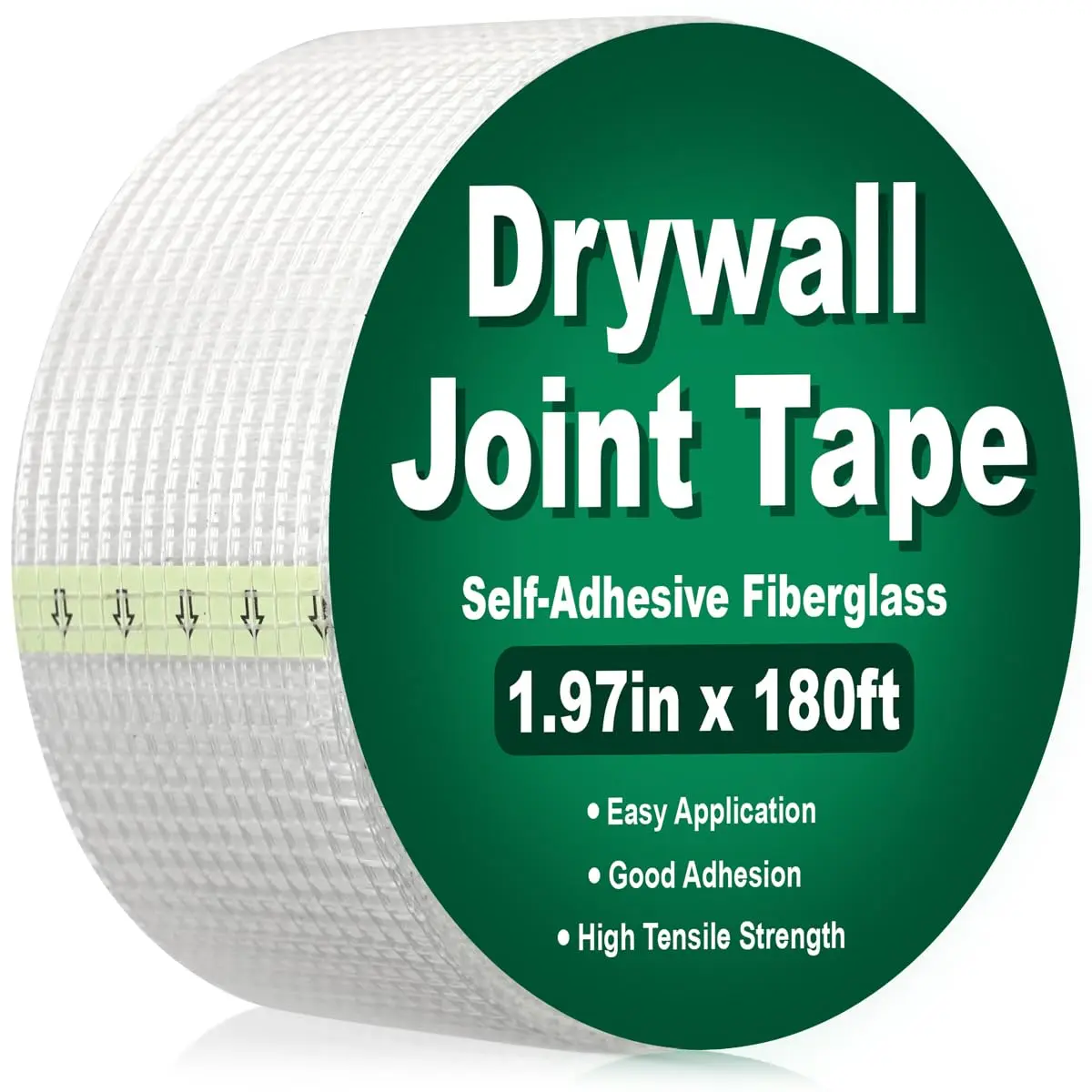 Drywall Joint Tape 1.97IN x 180 FT, Heavy-Duty Self-Adhesive Fiberglass Mesh Tape, for Wall Crack, Seam Patch Repair and Spackle wall Repair