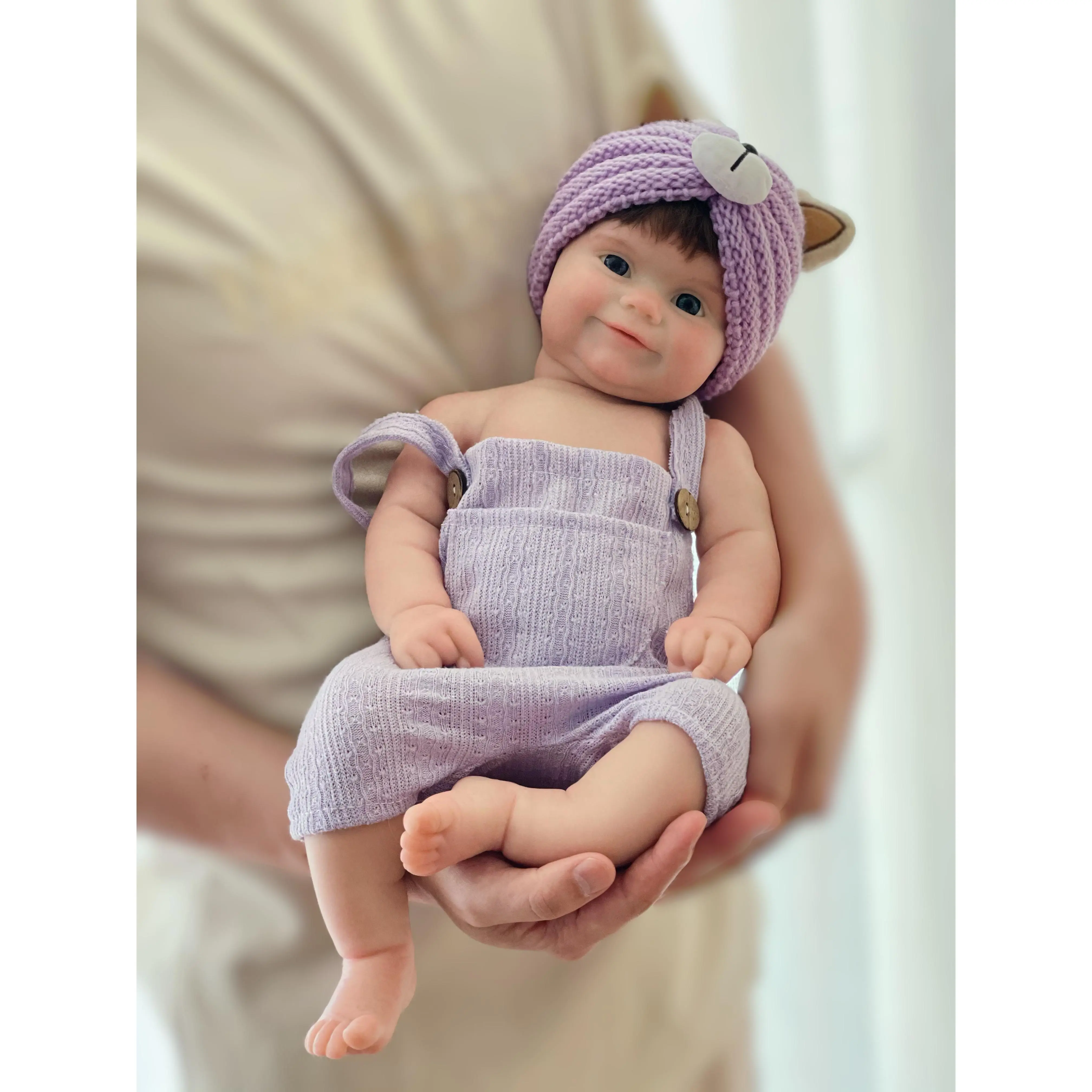 18Inch 8.16lbs Soft Toy Full Body Solid Silicone Baby Girl Dolls Look Real Baby Anatomically Correct Hand-rooted Hair