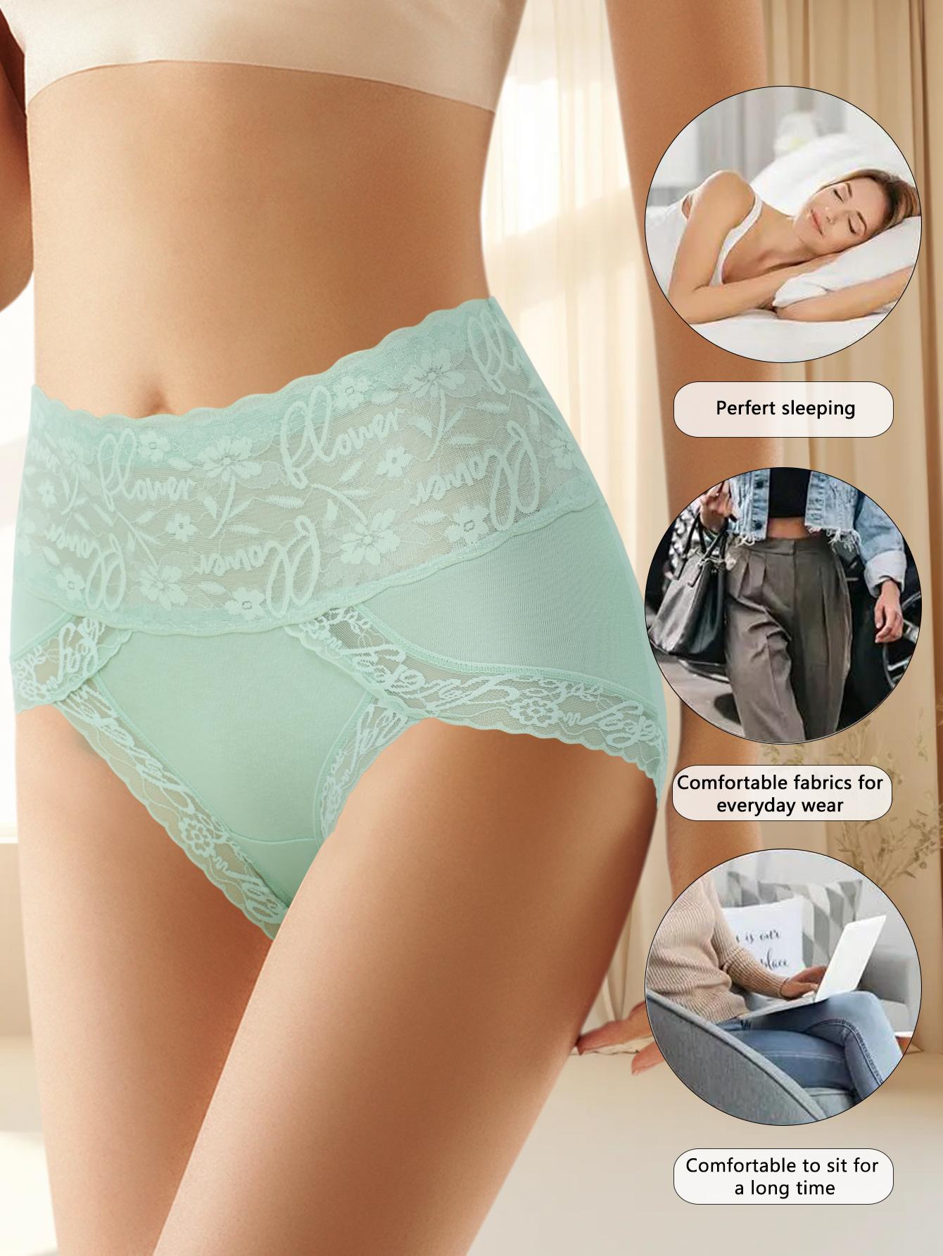 QUASTI 8PCS High-Waisted Lace Seamless Printed Briefs for Women, Breathable Soft Stretch Panties, High Elasticity Full Coverage Underwear, Fashionable Elegant Comfortable Everyday Lingerie Set for Ladies and Girls, S-XXL SpringStatements