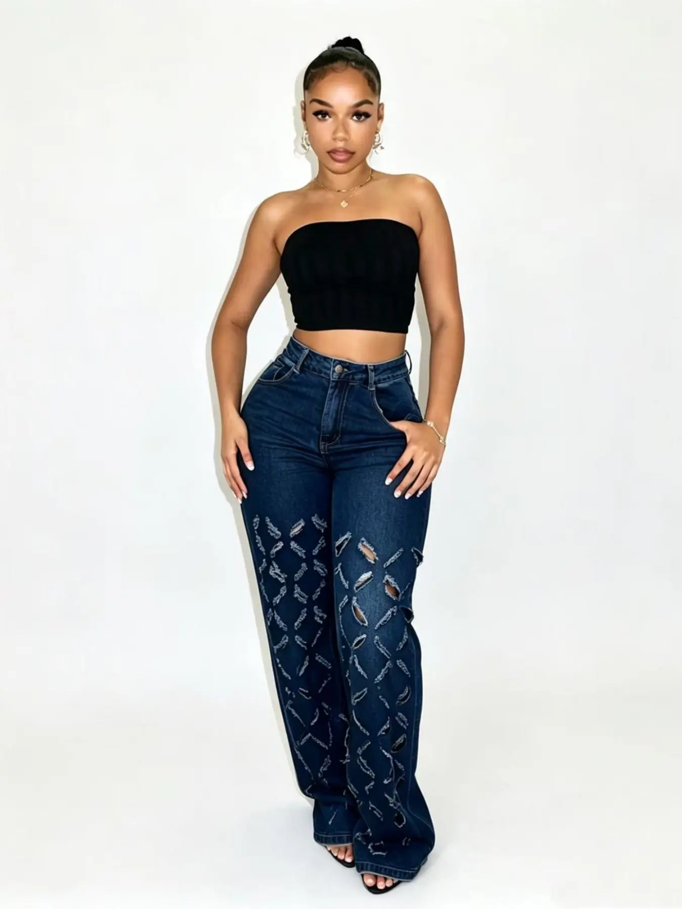 8777 2026 Spring Summer New Fashion Women's Loose Casual Washed Burnt Flower Cut Long Pants, Available Now, Casual Comfy Trousers