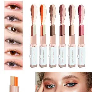6 Pcs 12 Colors Glitter Eyeshadow Stick Set, Two-Tone Shimmer Gradient Duo Chrome Metallic Eyeshadow, Waterproof Long Lasting Glitter Eye Shadow Pen, Professional Eye Makeup Cosmetics for Women
