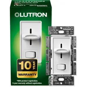 Lutron Skylark LED+ Dimmer Switch for Dimmable LED, Lutron Dimmer Switch For Halogen and Incandescent Bulbs, 150W/Single-Pole or 3-Way, SCL-153P-WH, White
