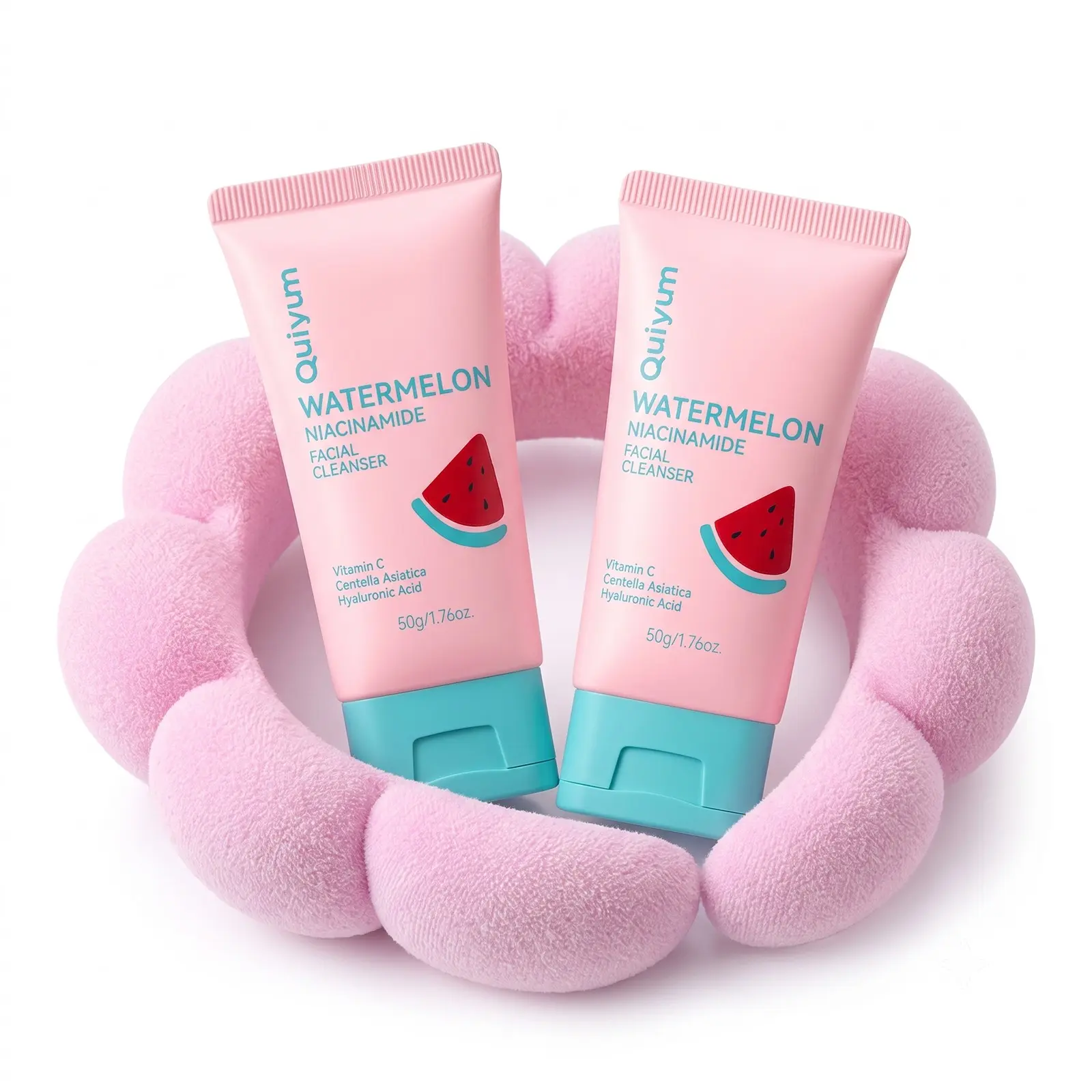 Get That Watermelon Glow, Niacinamide & Hyaluronic Acid Face Wash (2pcs) + Cute Spa Headband. Gentle Cleansing for All Skin Types