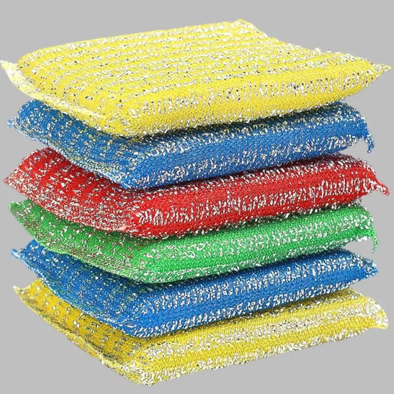3PCS Steel Wire Sponge Scrubbers Home Kitchen Cleaning Pads Dishes Pots Pans Oil and Stain Removal Home Rags Sponge Wipe