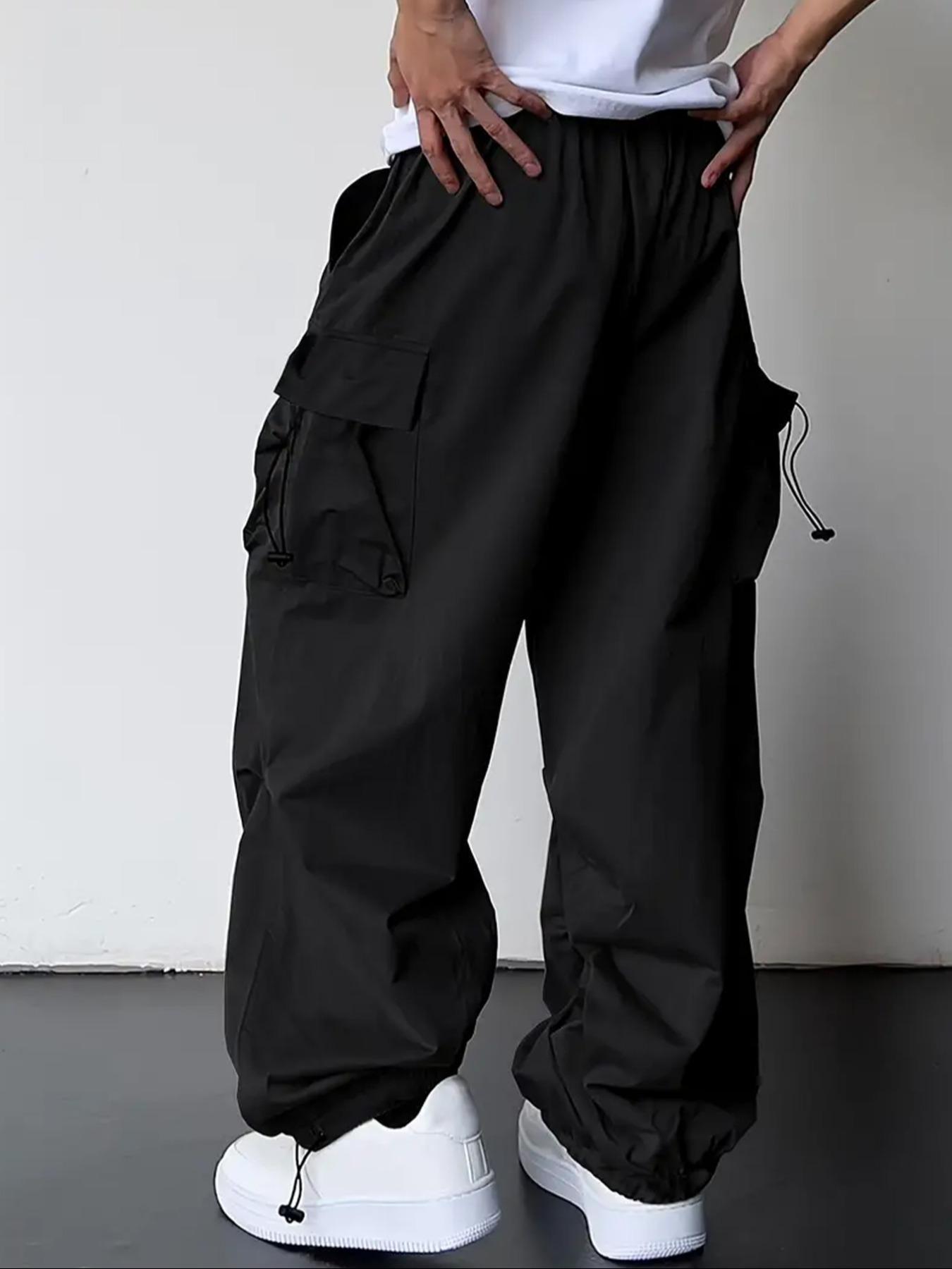 Men's Solid Color Straight Leg Pants, Loose Casual Comfy Trousers for Daily Wear, Woven Bottoms for All Seasons