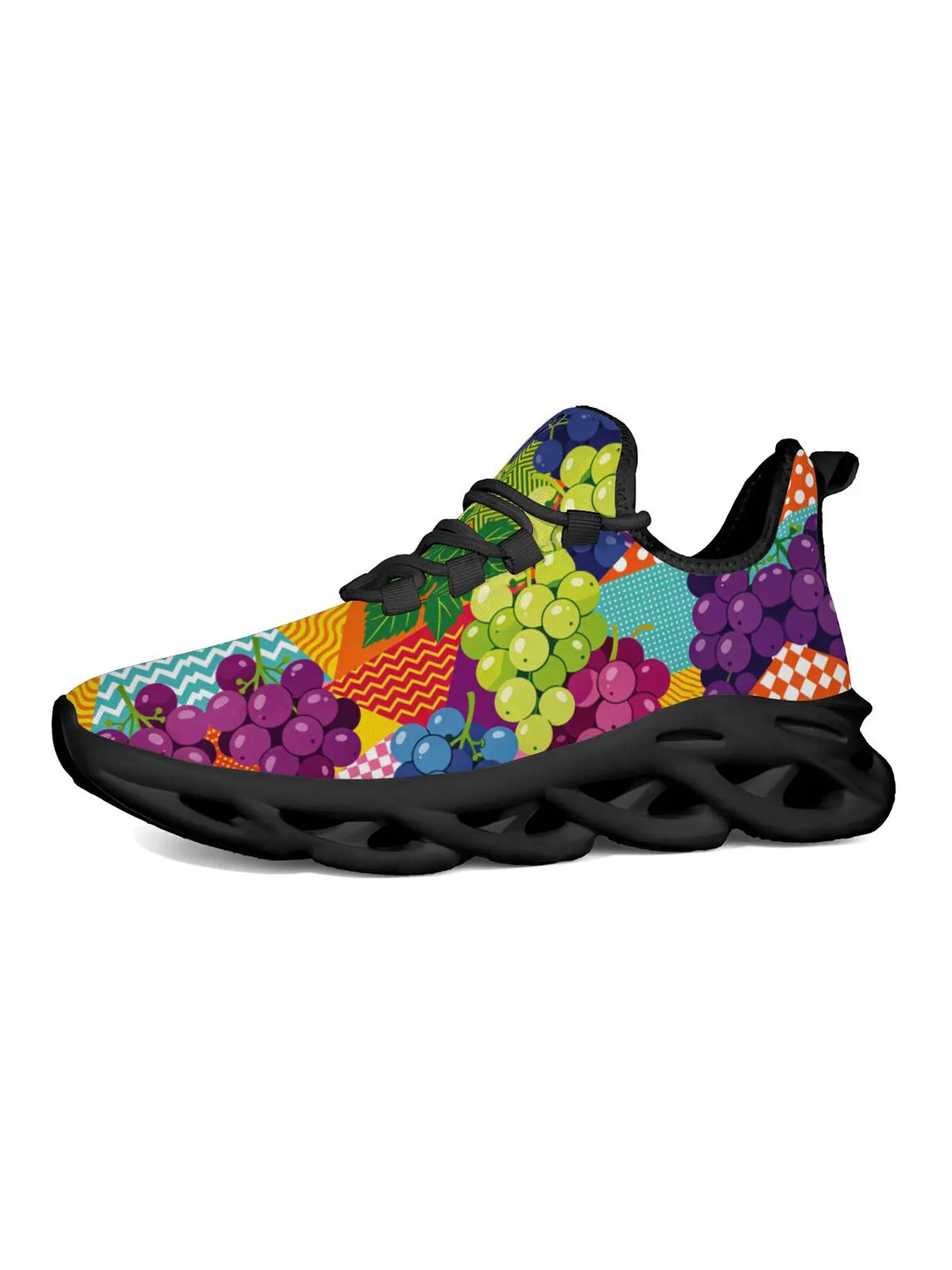 Vibrant Grape Print Women's Casual Shoes, Pop Street Style, Bold Color Block Design, Classic Versatile, Essential for Trendy Young Girls
