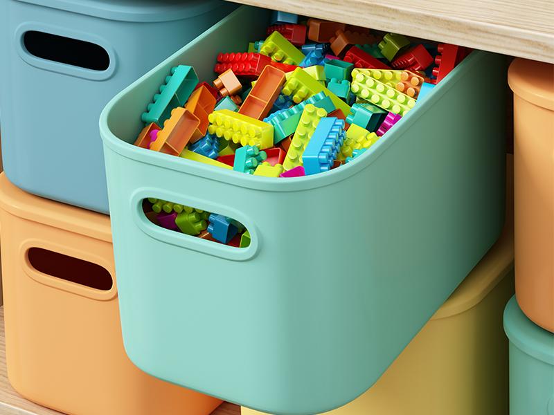 PLL 8 Pack Colorful Storage Bins with Lids Stackable Storage Container for Organizing, Storage Boxes with Handle for Shelves, Cute Storage Bin for Craft, Snacks, 9.85x6.9x5.7 inch