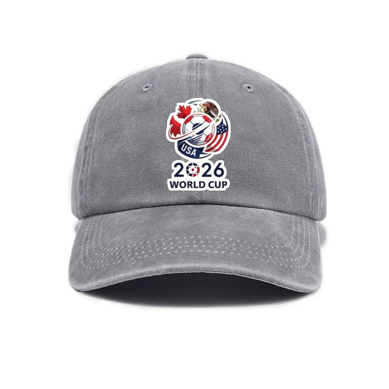 2026 USA-Canada-Mexico World Cup Printed Washed Vintage Soft Top Baseball Cap for Men and Women, Trendy Hat Reindeer Cupid