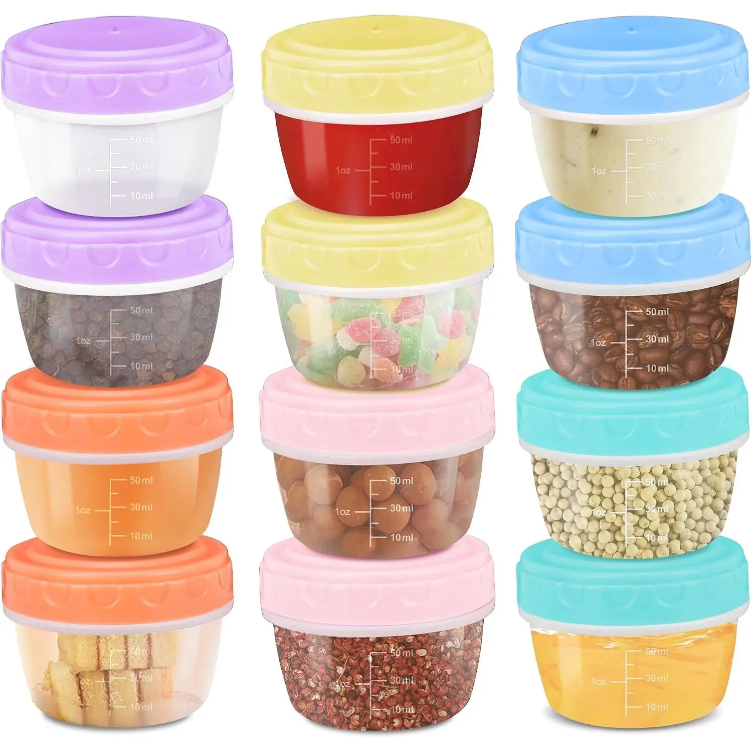 12 Pack Salad Dressing Container to Go, 2oz Condiment Containers with , Leakproof Sauce Containers for Lunch Box,  Dipping Sauce Cups for Bento Box