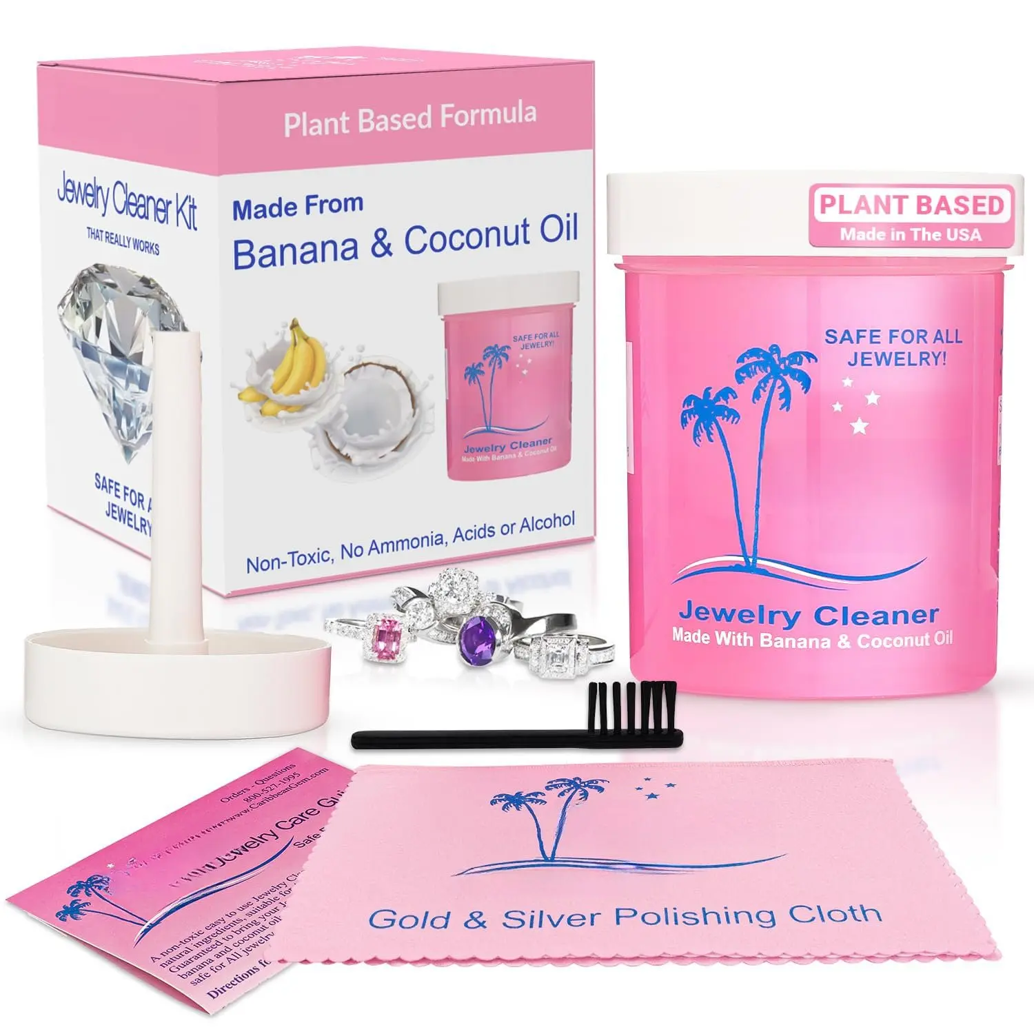 Cleaner Kit 8oz with Basket, Brush & Polishing Cloth -  Purpose  Cleaner Solution for , , , Rings, Necklaces, s, Precious Stones & Metals