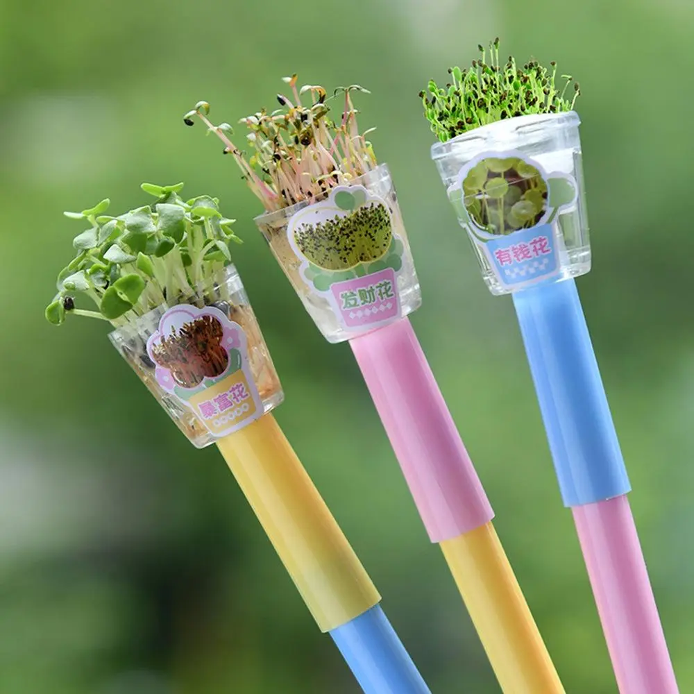 3pcs Creative DIY Mini Potted Plant Pen - Cute All-Needle Black Gel Pen, Aesthetic Stationery & Perfect Gift for Office and School