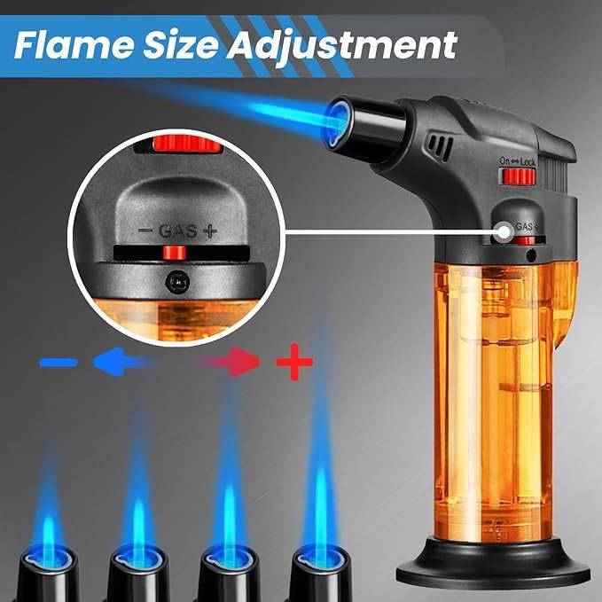 4Pcs torch igniter, butane replaceable igniter, single flame windproof torch igniter, multi-function mini gas igniter, suitable for candles, fireplaces, camping, barbecue, kitchen, (does not contain butane gas)