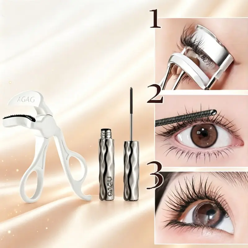 Gentle Eyelash Curler & Waterproof Mascara, Anti-Clumping Formula, All-Day Curly Lashes, Ideal for Beginners, Dates, Outings, Gifting