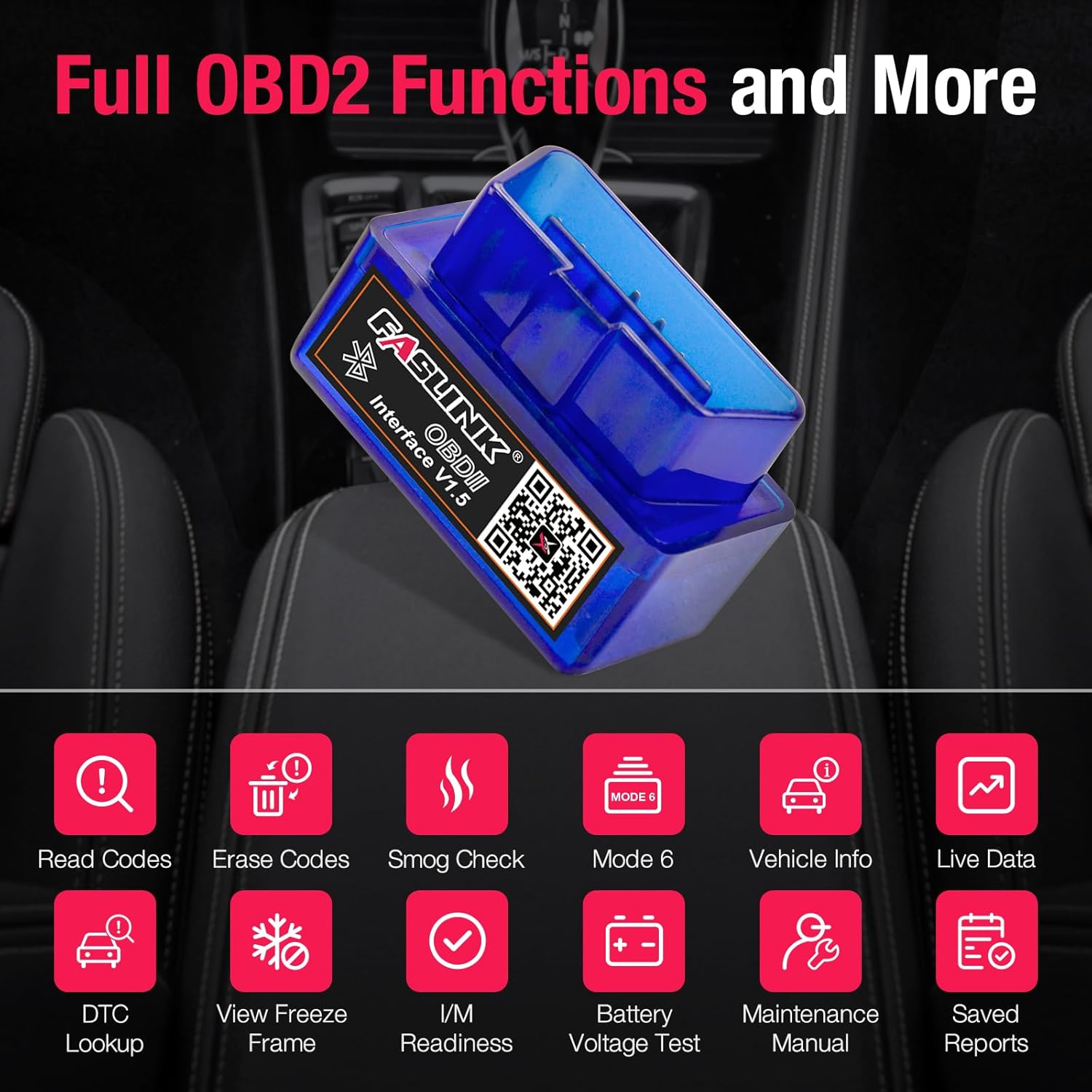 OBD2 Scanner for  & Android,  Diagnostic Scan Tool Check Engine Fault Code Reader for  OBDII  and Pickup - X1 mini Scanner