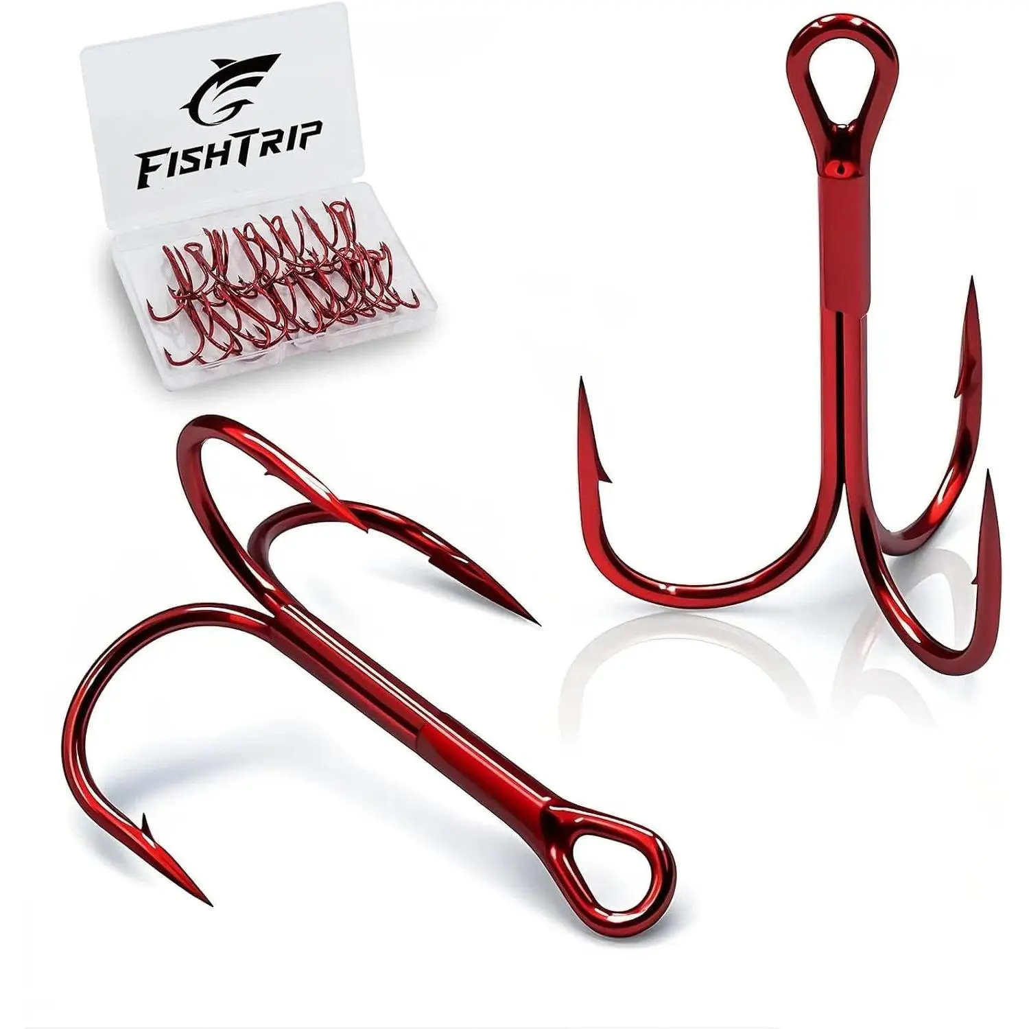 25/50/200pcs Treble Hooks Red,  Hooks for Hard Lures | High Carbon Steel, Ultra Barbed  Triple Fishing Hooks for Saltwater Freshwater, Fish Hook for Bass Trout Size 14-4/0