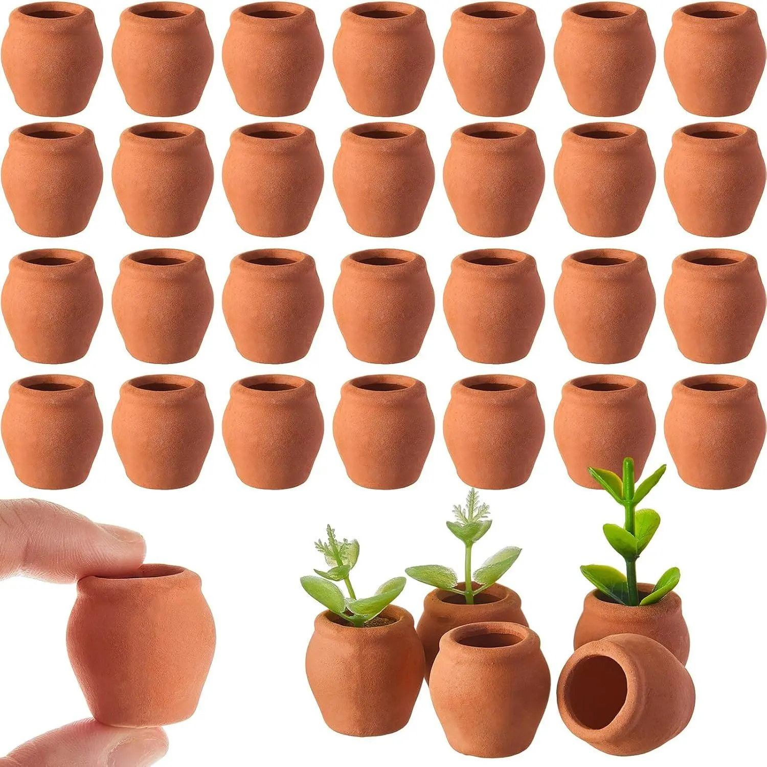 40-Count Bulk Pack Terracotta Mini Clay Pots (0.9x0.75in) - Small Plant Holders for Crafts, DIY Garden, Office Desktop Decoration, Plant Holder, Mini Pots
