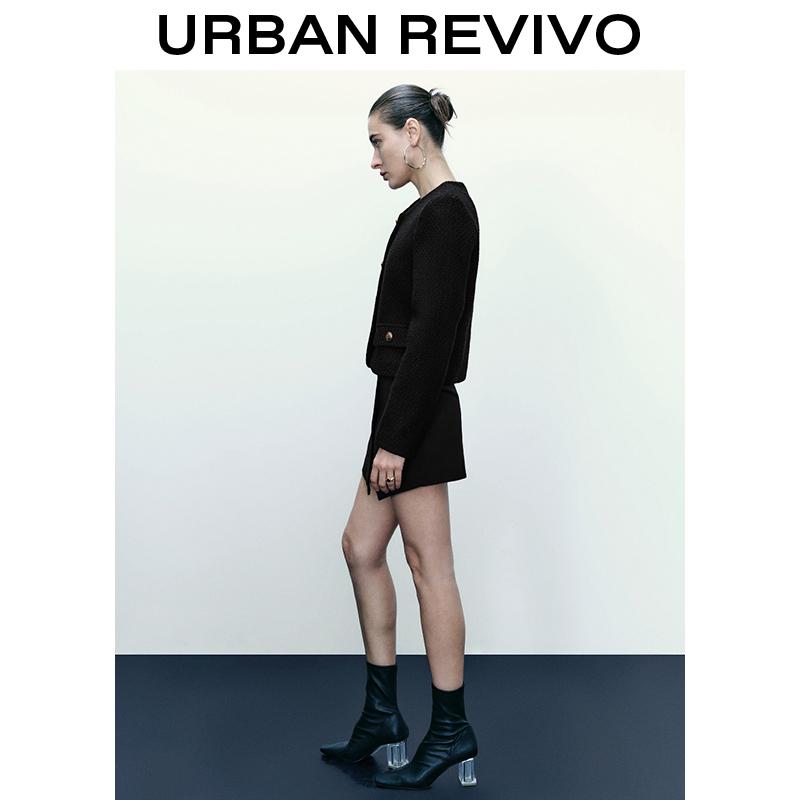 URBAN REVIVO Fashionable Tweed Jacket for Women  UWG130014 Casual Outfit 2025 Women Clothing Girl Elegant Fashion Trendy and Versatile OOTD Outerwear Coats