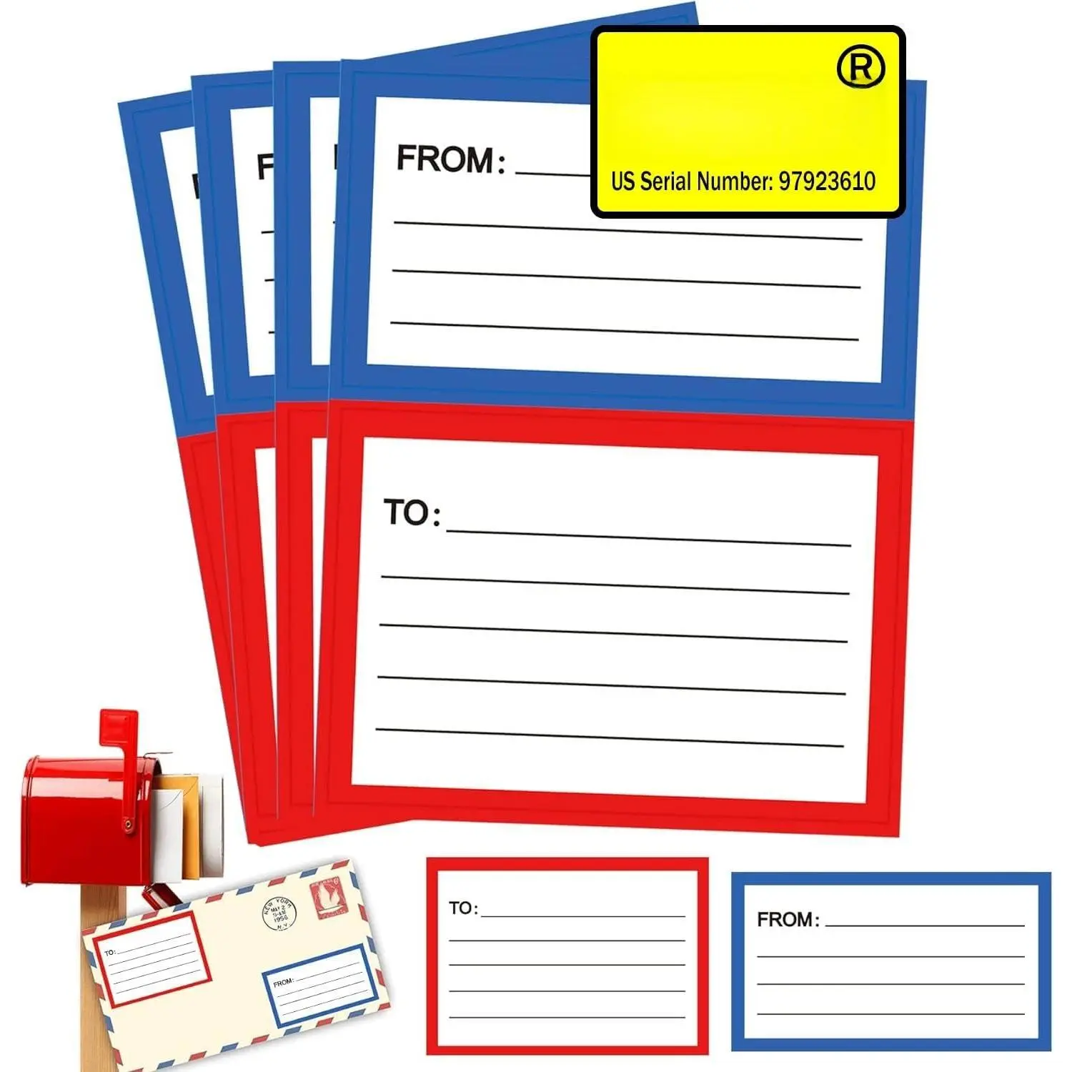 to from Return Address Mailing Labels 60 Sheet Blank Mail Shipping Label | Postage Guaranteed Stickers 3.5x4.5'' Self Adhesive Handwriting to/from Address Tags Sticker for Package School,,Office