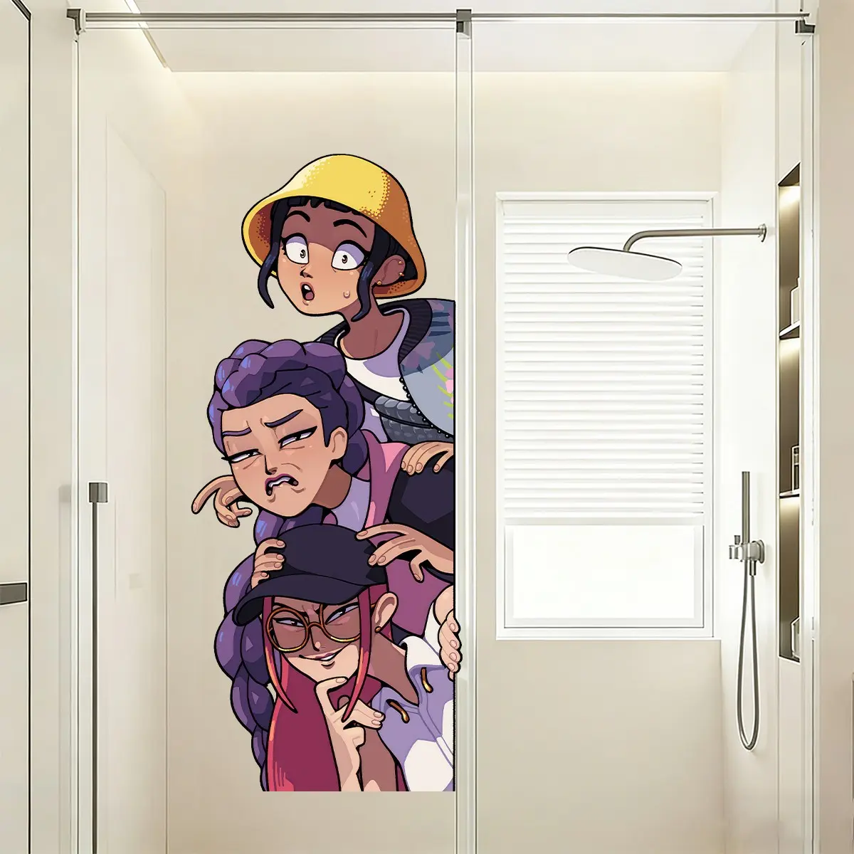 Large Cartoon Decorative Wall Sticker, Self-Adhesive Removable Door Decal, Indoor Decor for Bedroom Living Room, Birthday Party Gift, Wall Decals