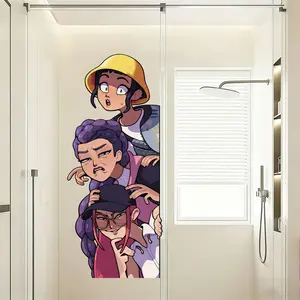 Large Cartoon Wall Sticker, Self-Adhesive Removable Door Decal, Indoor Decor for Bedroom Living Room, Birthday Party Gift