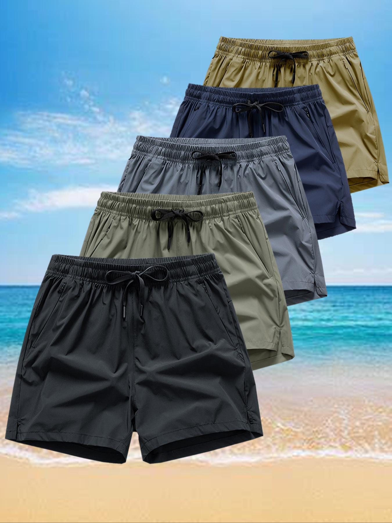 Men's Zipper Pocket Shorts, Regular Fit Casual Drawstring Waist Shorts for Daily Outdoor Wear, Men Bottoms for All Seasons, Casual Sweat Shorts