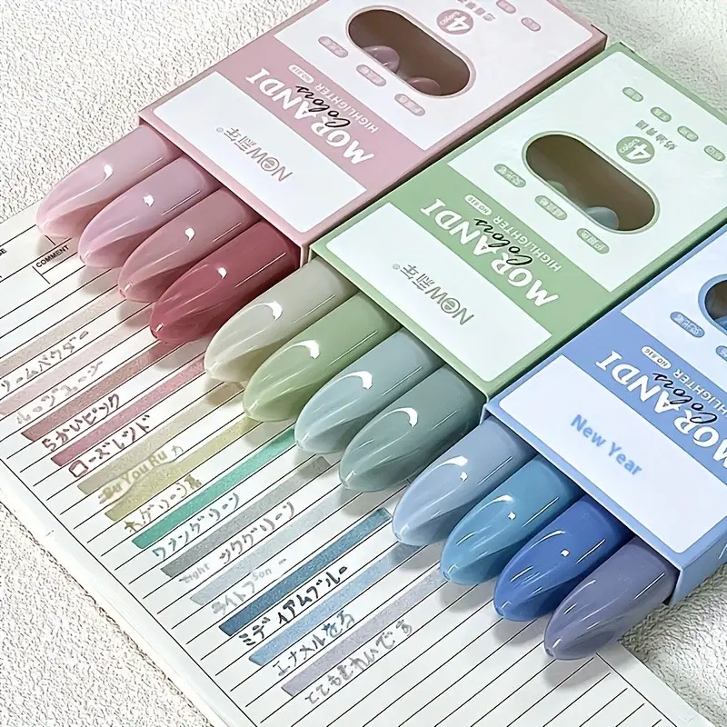 12Pcs Gradient Highlighter Set, Gradient Blue/Green/Pink High-Capacity Stackable Highlighters, Beveled Tip Marker Pens, Stationery for Students, Journaling Supplies