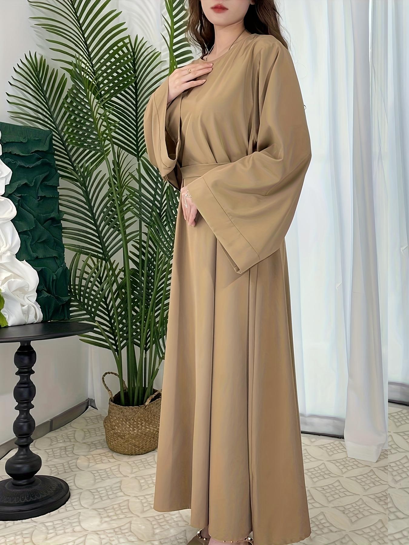 [Middle Eastern Loose Fit Dress] Elegant Green Arabic Women's Muslim Robe |   Middle Eastern Flared Sleeve Long Dress |   Loose Fit All-Season Versatile Home Festival Traditional Attire