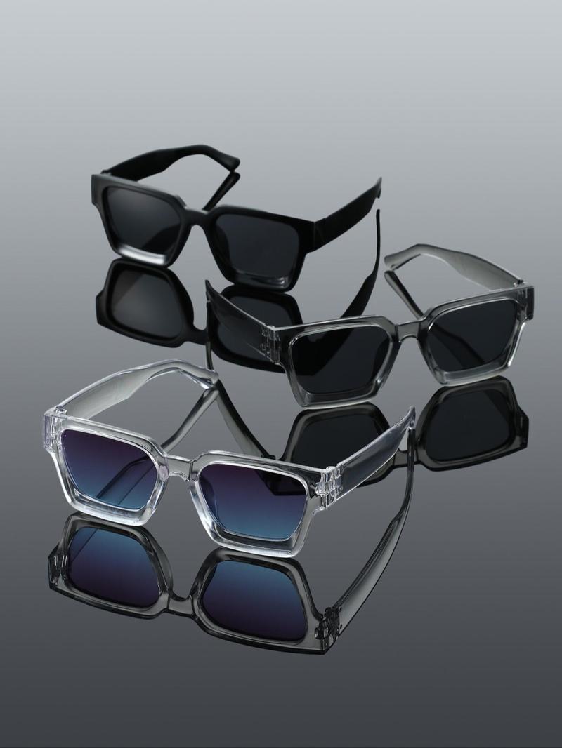 Men's Fashionable Tinted Lens Sunglasses, Trendy Casual Rectangle Frame Sunglasses for Everyday Use, Fashion Accessories for Outdoor Activities, Fashionable Frames Sunglasses