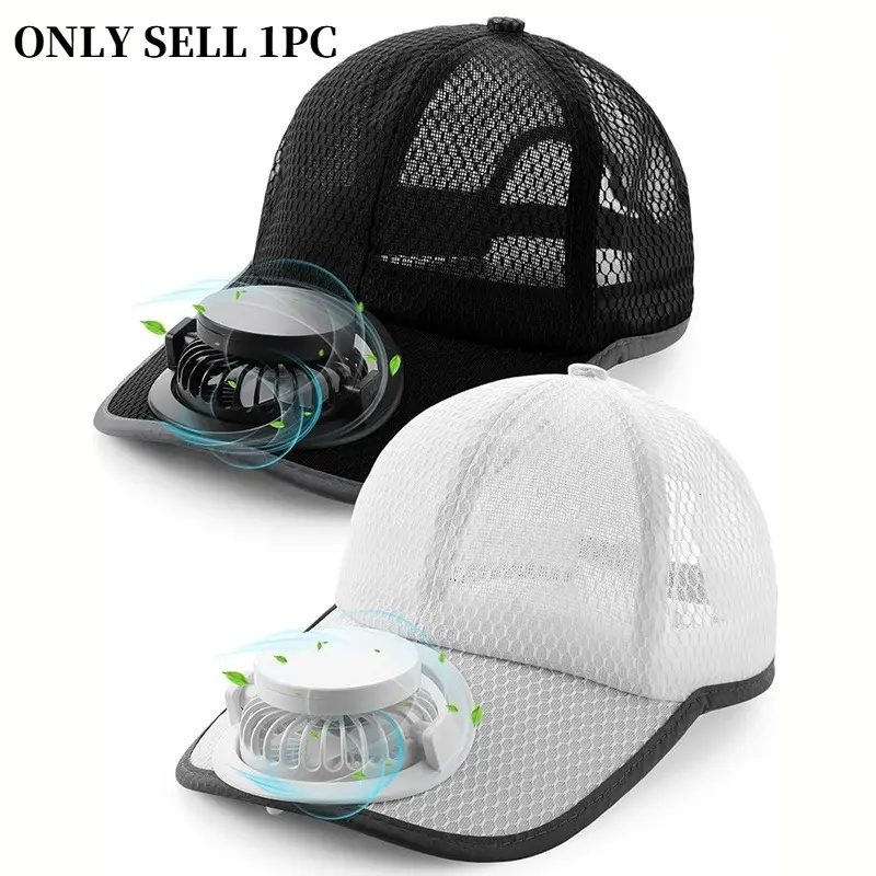 USB Rechargeable Cooling Baseball Cap With 3Speed Adjustable Fan Breathable QuickDry Mesh Sun Hat Adjustable Unisex Street Hip Hop Printed Hat UV Protection Outdoor Hat For Fishing Racing Music Festival Graduation Valentine Gift, Lightweight Sun Hat