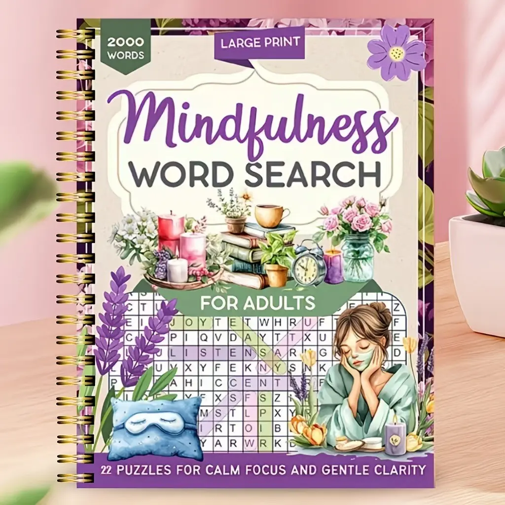 Mindfulness Word Search for Adults, Large Print Relaxing Puzzle Book, Perfect for Stress Relief and Mental Wellness Activities