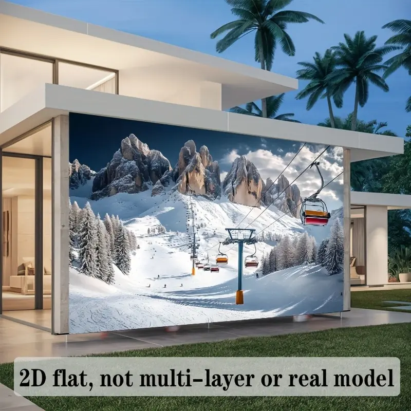 2D Flat Winter Ski Banner | Snow Mountain Resort & Snowboard Adventure Backdrop | Single-Sided Polyester | Metal Grommets for Easy Hanging | Perfect for Winter Parties, Home Decor, Photography & Seasonal Celebrations