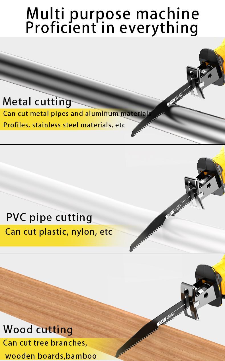 YUNXI Brushless Reciprocating Saw with BladesCordless Multi-Functional Reciprocating Saw – Electric Jigsaw for Wood, Metal & PVC Cutting – Woodworking & Gardening Saw with Battery tool-free blade change