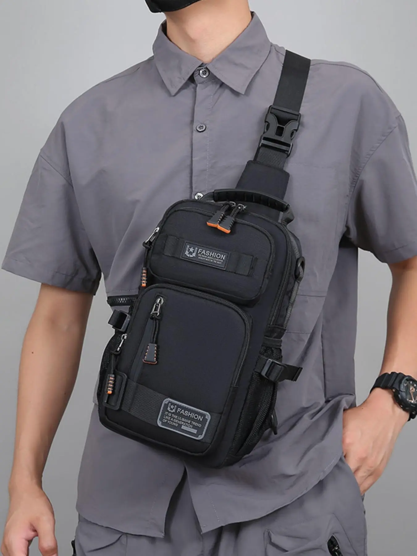 Men's Large Capacity Multi-Pocket Casual Chest Bag, Fashionable Single Shoulder Backpack, Lightweight Crossbody Bag for Travel and Daily Use