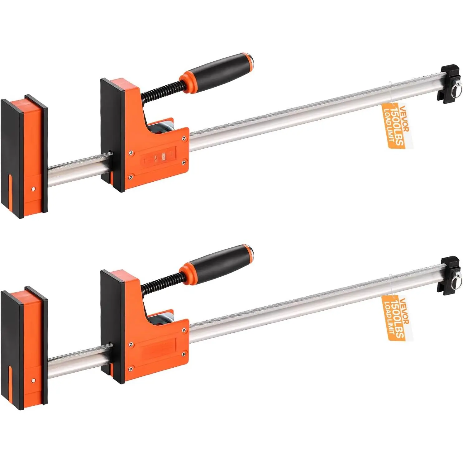 Woodworking, 2-Pack 36 inch Parallel Clamp Set, F-Clamp with 1500 lbs Load Limit, Even Pressure, High-strength Plastic and Carbon Steel,  Woodworking Metal Working, Orange