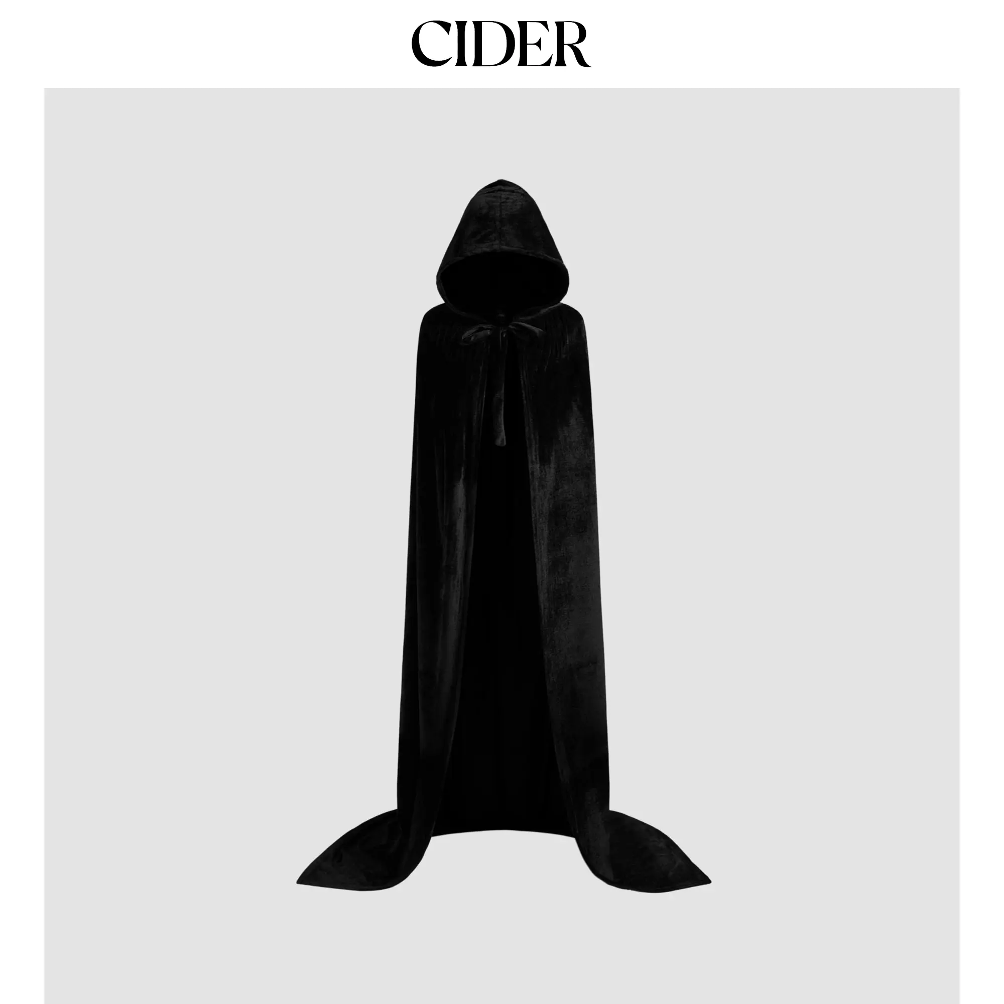 Cider Velvet Hooded Solid Knotted Cloak