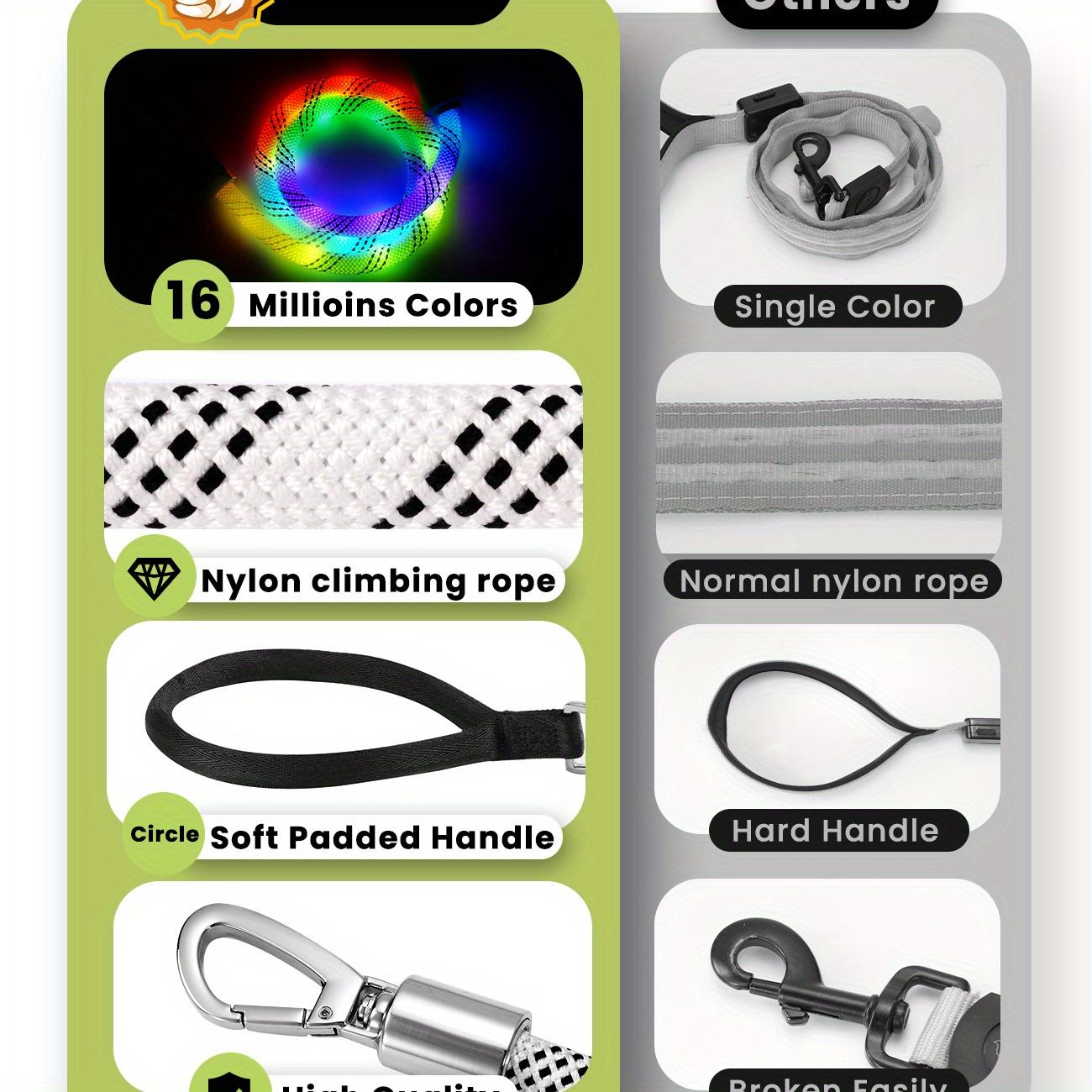 Xeuch LED Illuminated Dog Leash |   Extremely High Visibility for Distances Up to 350 Yards |   Three Lighting Options |   Rechargeable Via USB, No Batteries Required |   Comfortable Handle & Swivel Clasp to Avoid Leash Twisting