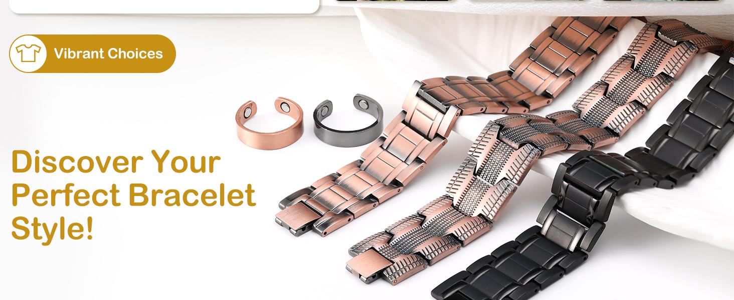 Feraco Copper Bracelet for Men, 3X Ultra Strength Magnetic Bracelets, 99.99% Pure Copper with 3500 Gauss Neodymium Magnets, Adjustable Feraco Copper Bracelet for Men, 3X Ultra Strength Magnetic Bracelets, 99.99% Pure Copper with 3500 Gauss Neodymium Magnets, Adjustable