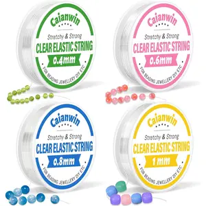 4 Rolls Elastic Stretchy Bracelet String Cord 0.4mm 0.6mm 0.8mm 1mm Transparent Clear Beading Thread for Beading Bracelet and Jewelry Making
