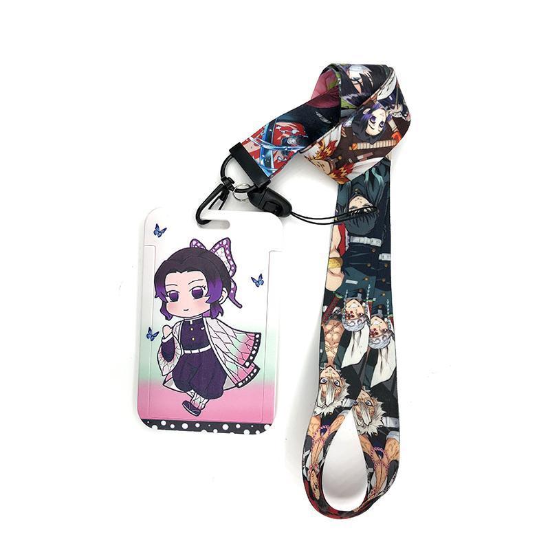 Anime Demon Slayer Print Keychain Ribbon Lanyards for Keys ID Card Phone Straps Hanging Rope Lariat Students Badge Pass Holder