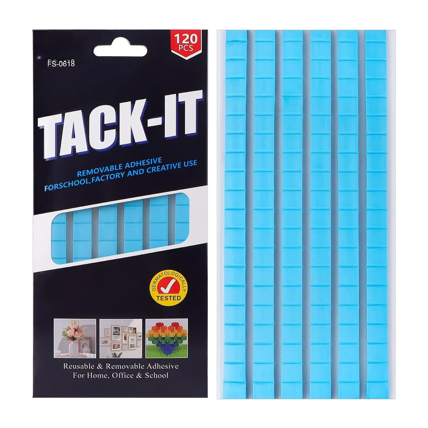 Adhesive Poster Sticky Tack Putty,  and Removable Adhesive Putty, 120 count, Mounting Putty for displaying Wall Paintings, Museum Art Photography, Picture, Crafts (Blue, Pack of 1)